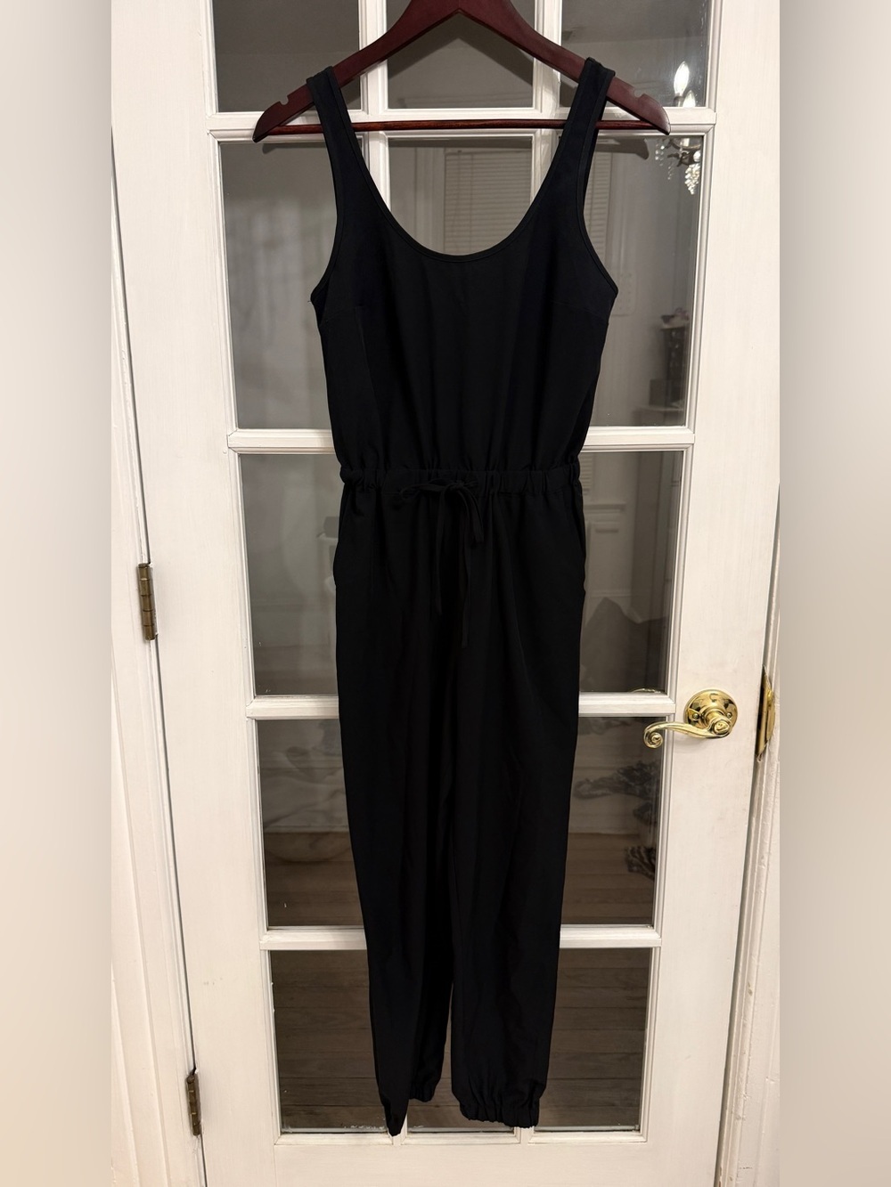 ABERCROMBIE & FITCH Women’s Black Sleeveless Scoop Neck Drawstring Jumpsuit